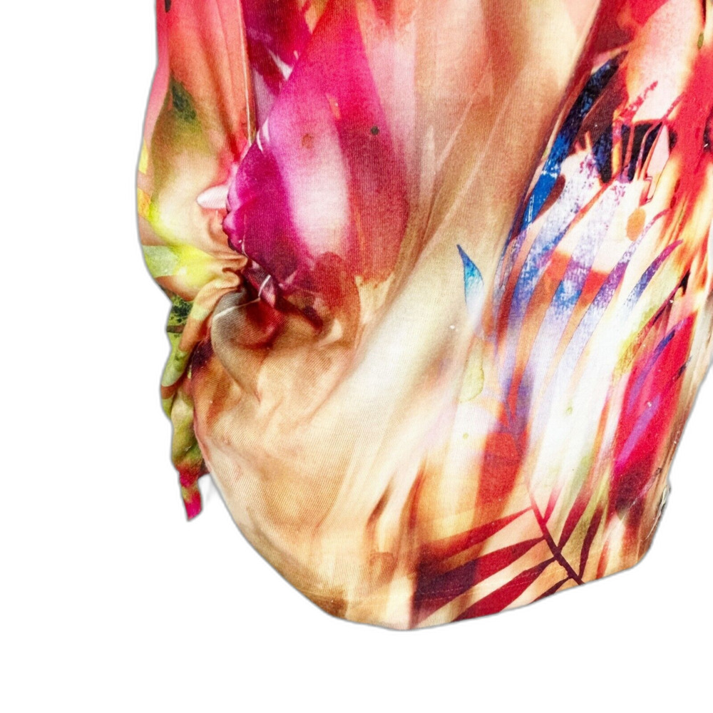 Chicos 1 Knit Top NEW M Pink Green White Colorful FLORAL Studs Rhinestones USA - Picture 5 of 8